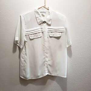 Kathy Che Button front blouce, ivory, 14